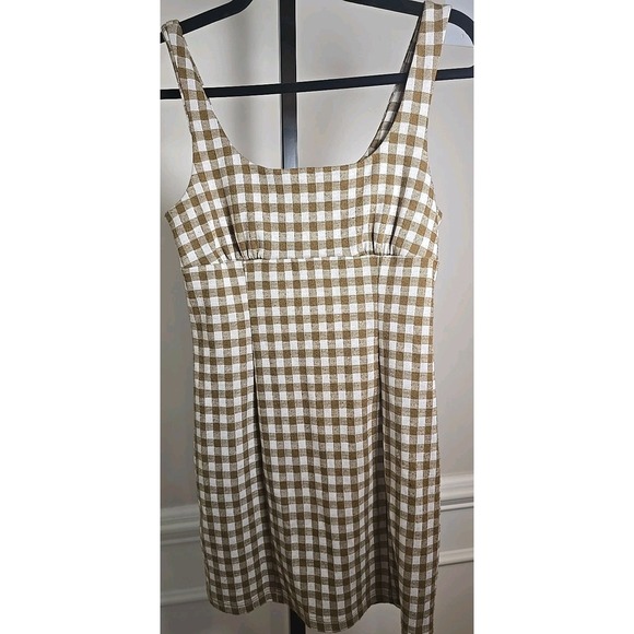 Altar'd State Dresses & Skirts - Altr'd State Womens‎ Dress Mini Brown White Checked Dress S Sleeveless Zipper